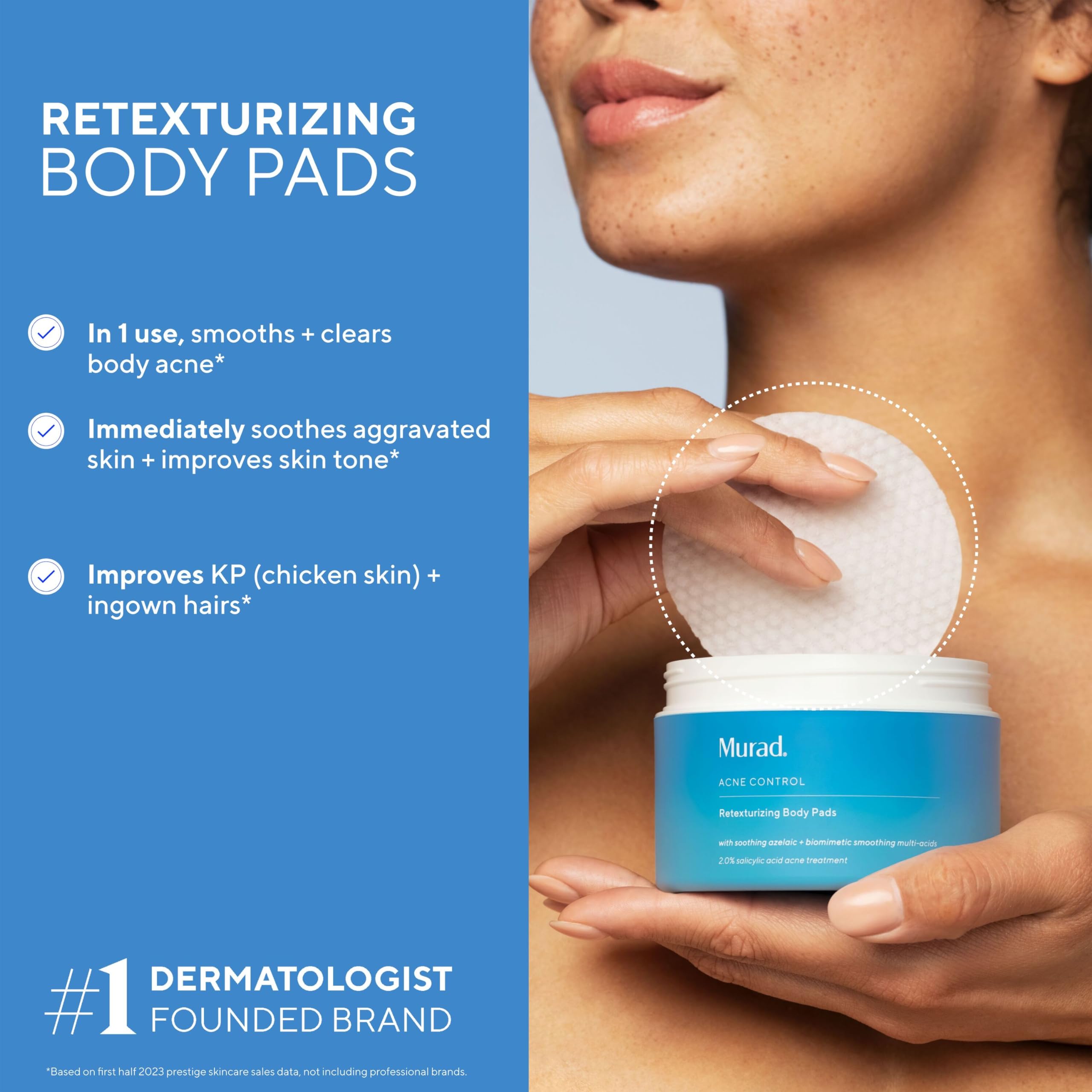 Close-up of Murad pad texture showing gentle exfoliation for acne-prone skin.