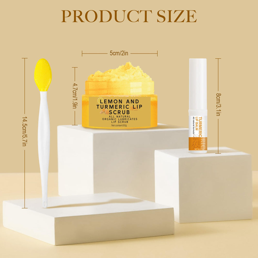 MUREND turmeric lip care set packaging display with all three items