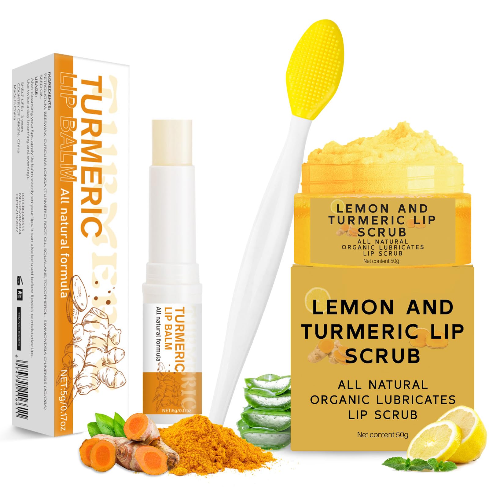 MUREND turmeric lemon lip scrub for exfoliation and prep for smoother lips