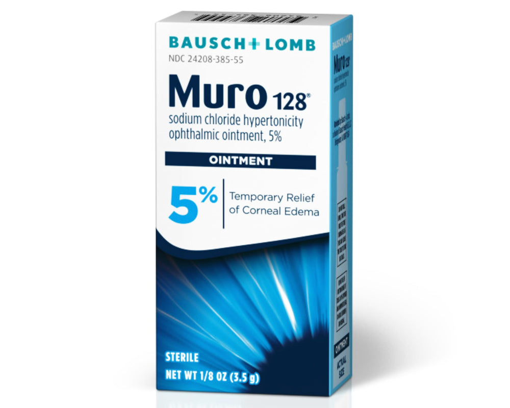 Muro 128 ointment dispensed onto the lower eyelid