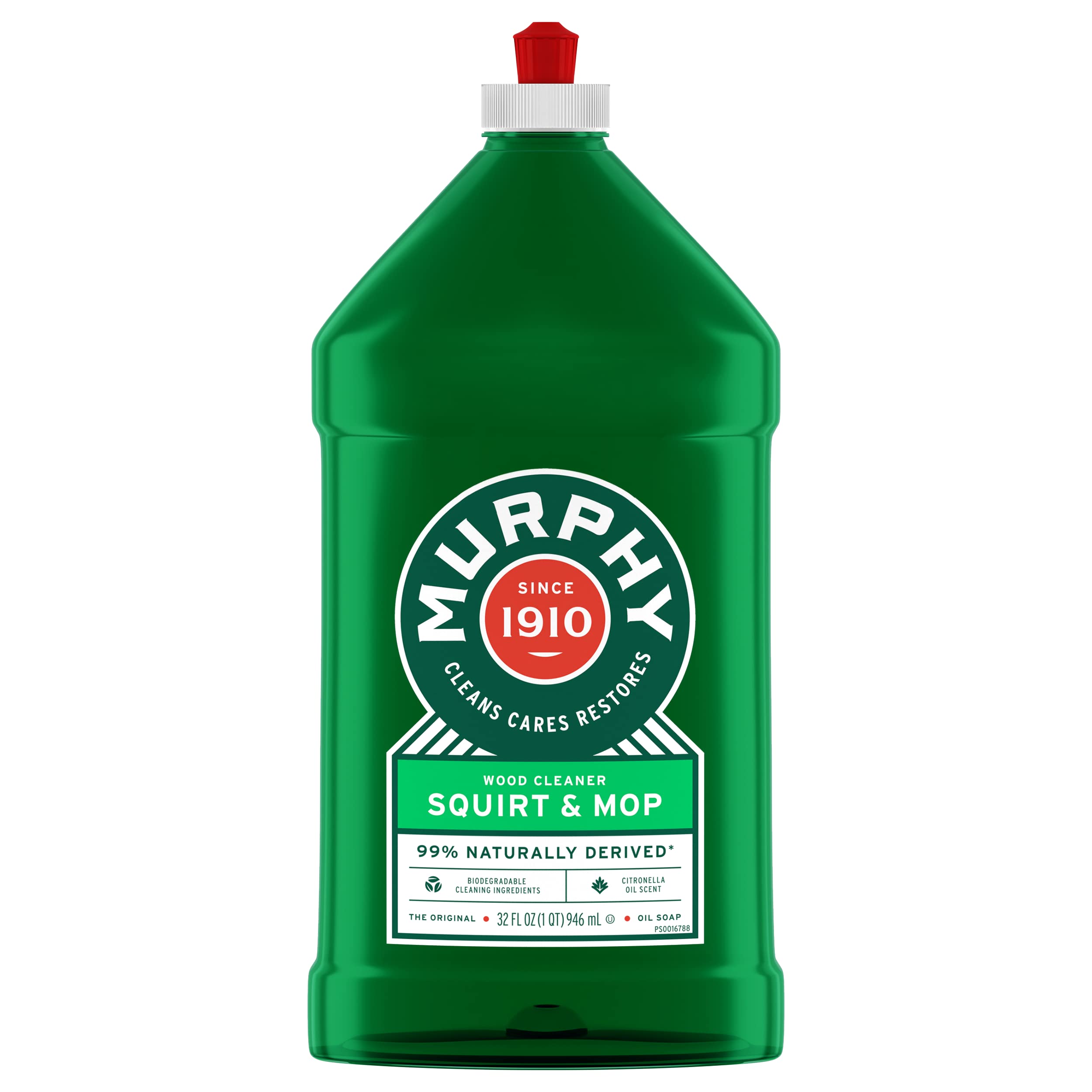 Murphy Oil Soap Squirt & Mop bottle front label emphasizes natural cleaning for wood and floors
