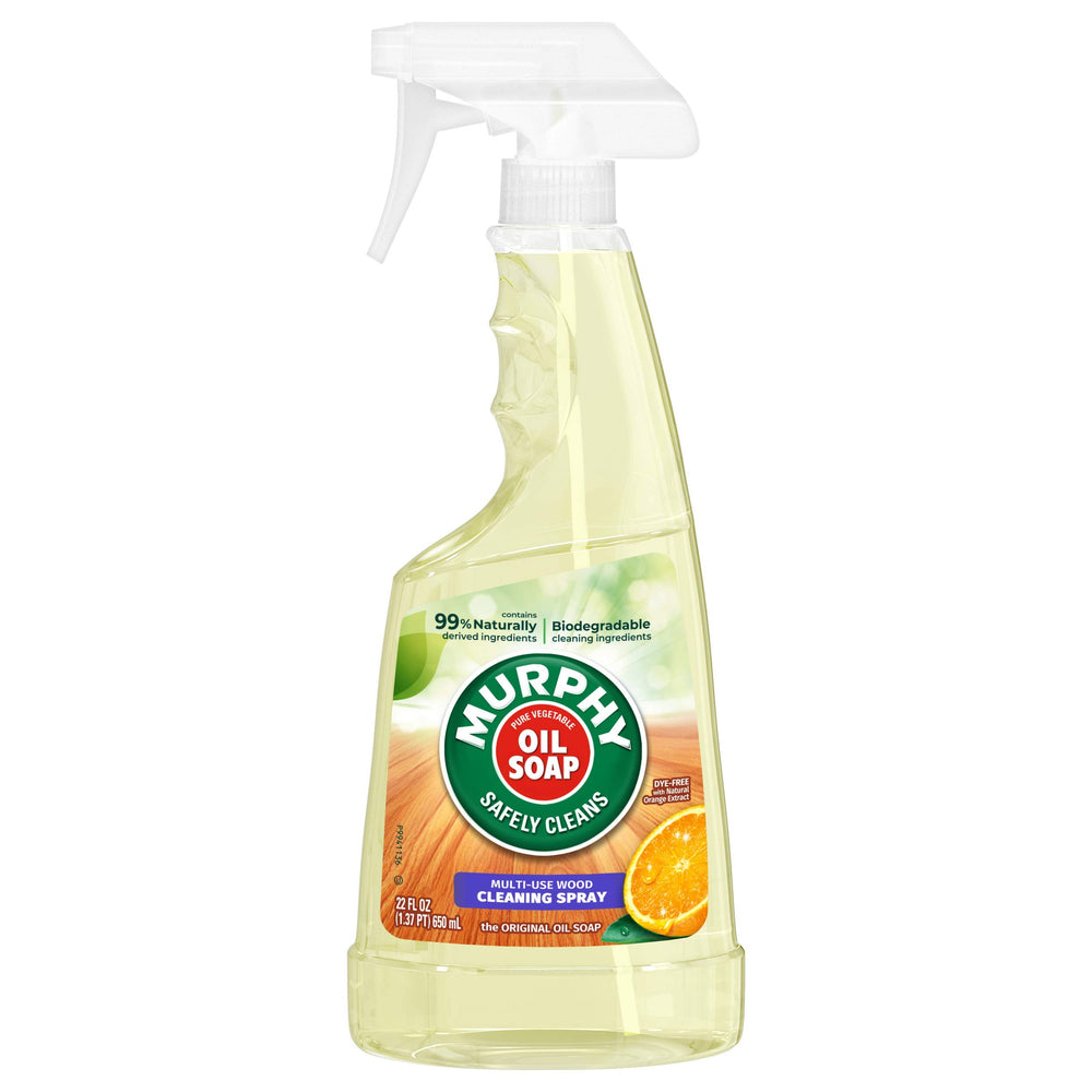Murphy Oil Soap Wood Cleaner spray bottle cleans and shines wood surfaces