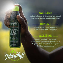 Murphy's Naturals Lemon Eucalyptus mist masks scents for outdoor activities.