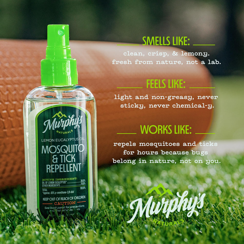 Murphy's Naturals lemon-eucalyptus-scent spray on skin provides light outdoor protection.