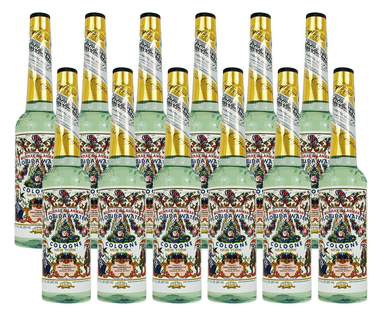 Murray & Lanman Florida Water bottle with 12-pack delivers a refreshing aroma for daily freshness.