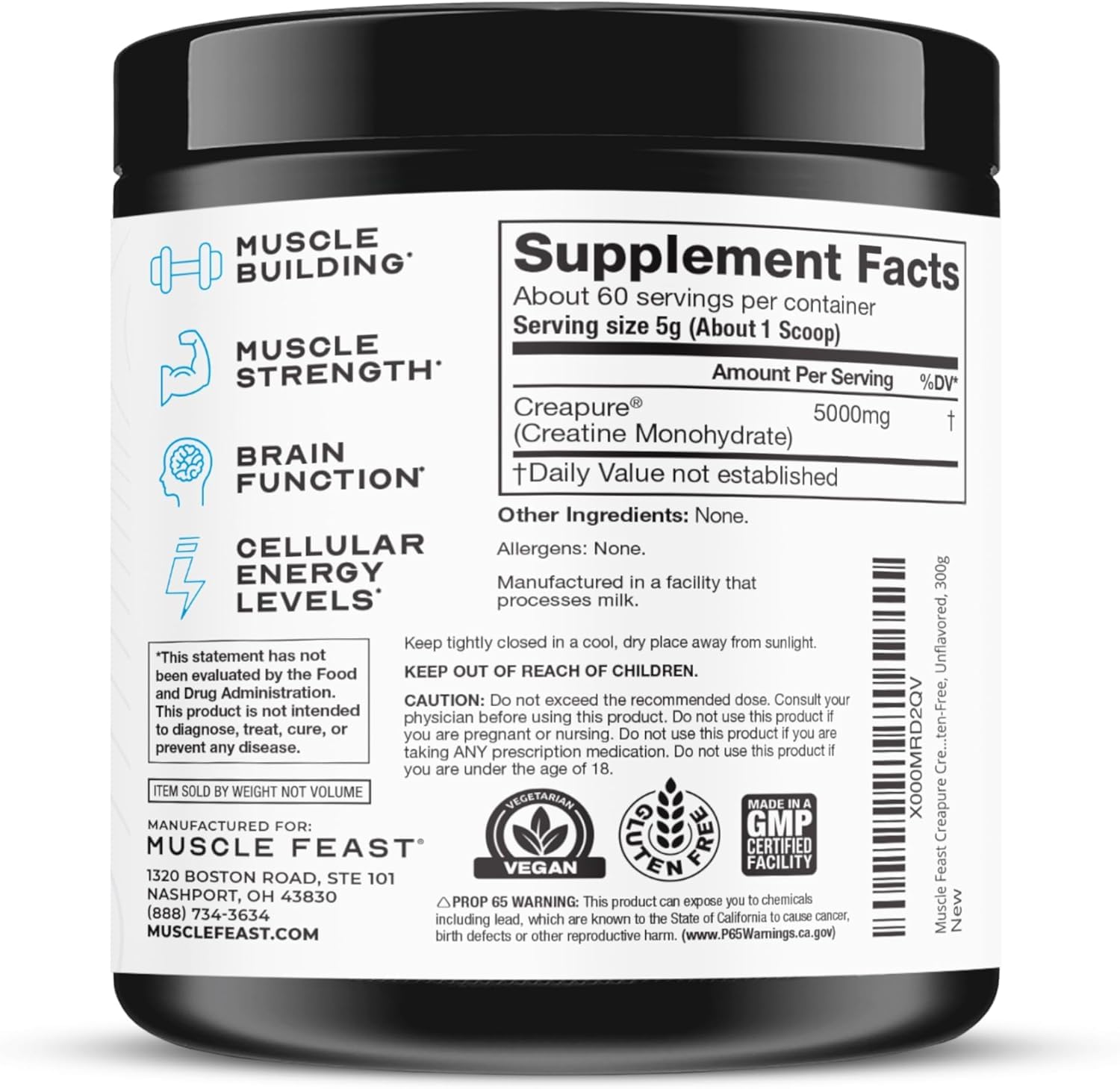 Muscle Feast Creapure creatine keto-friendly icon highlights dietary compatibility
