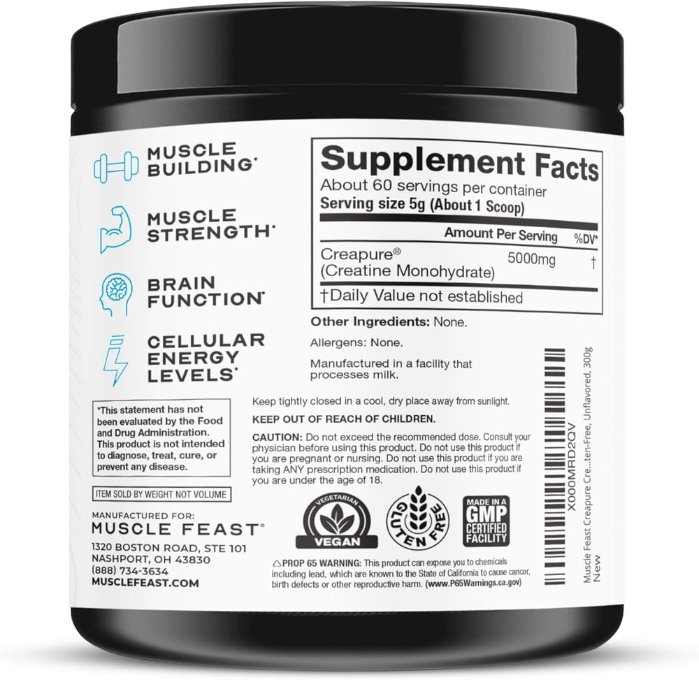 Muscle Feast Creapure creatine keto-friendly icon highlights dietary compatibility