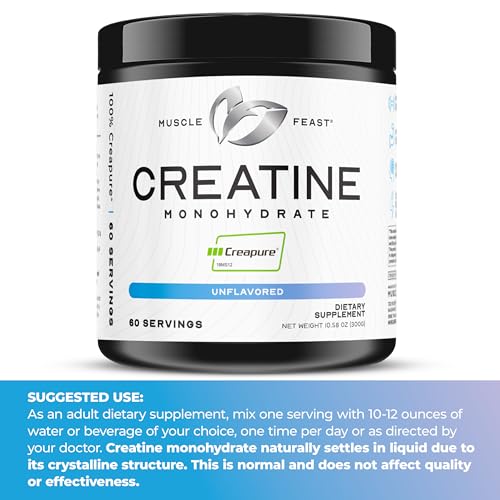 Muscle Feast Creapure creatine on shelf reinforces brand reliability