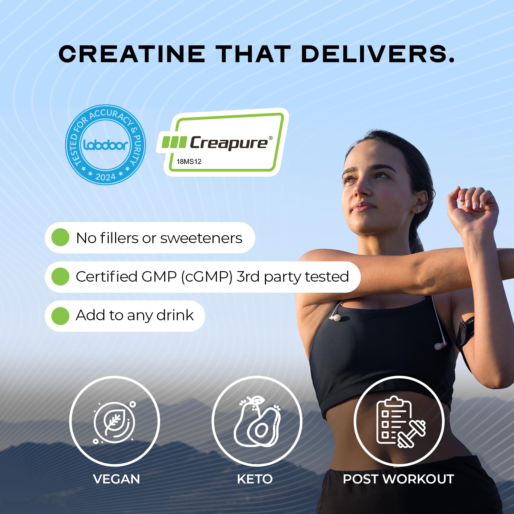 Muscle Feast Creapure creatine serving size highlights 5 g per serving