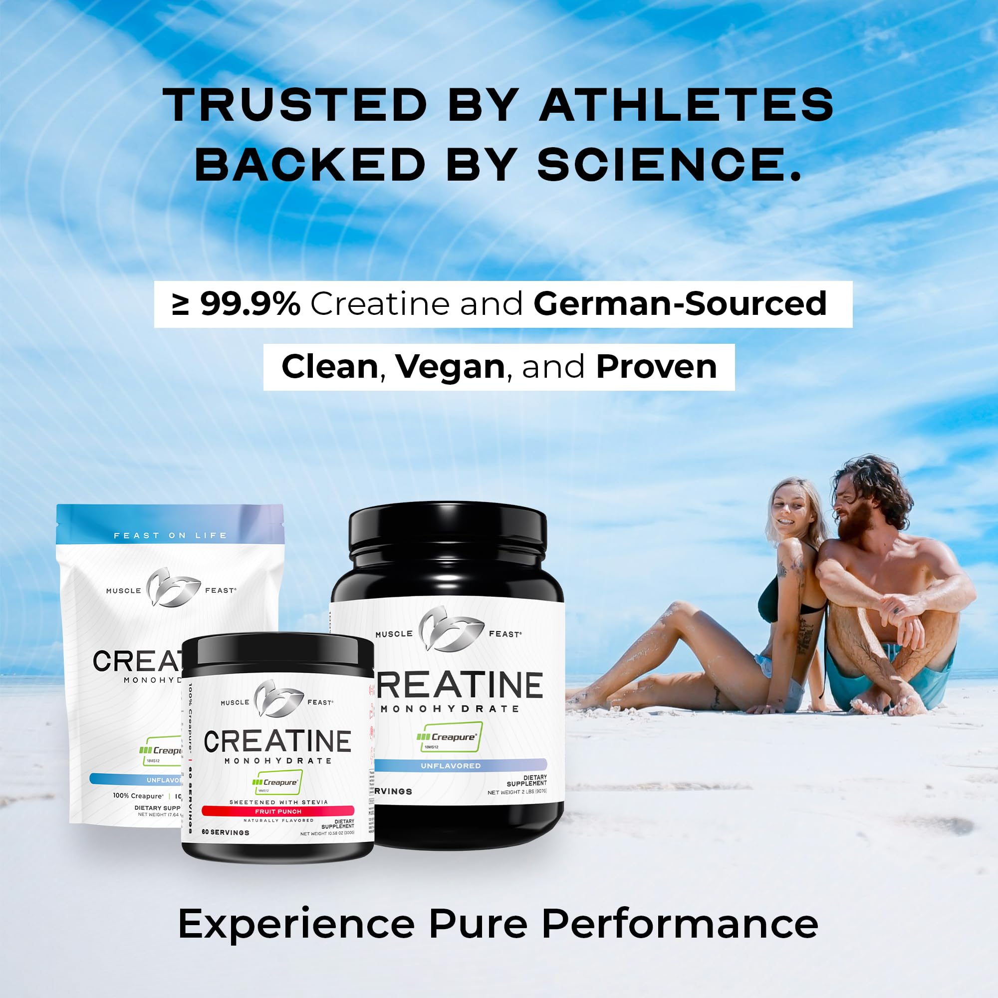 Muscle Feast Creapure creatine unflavored powder ready to blend