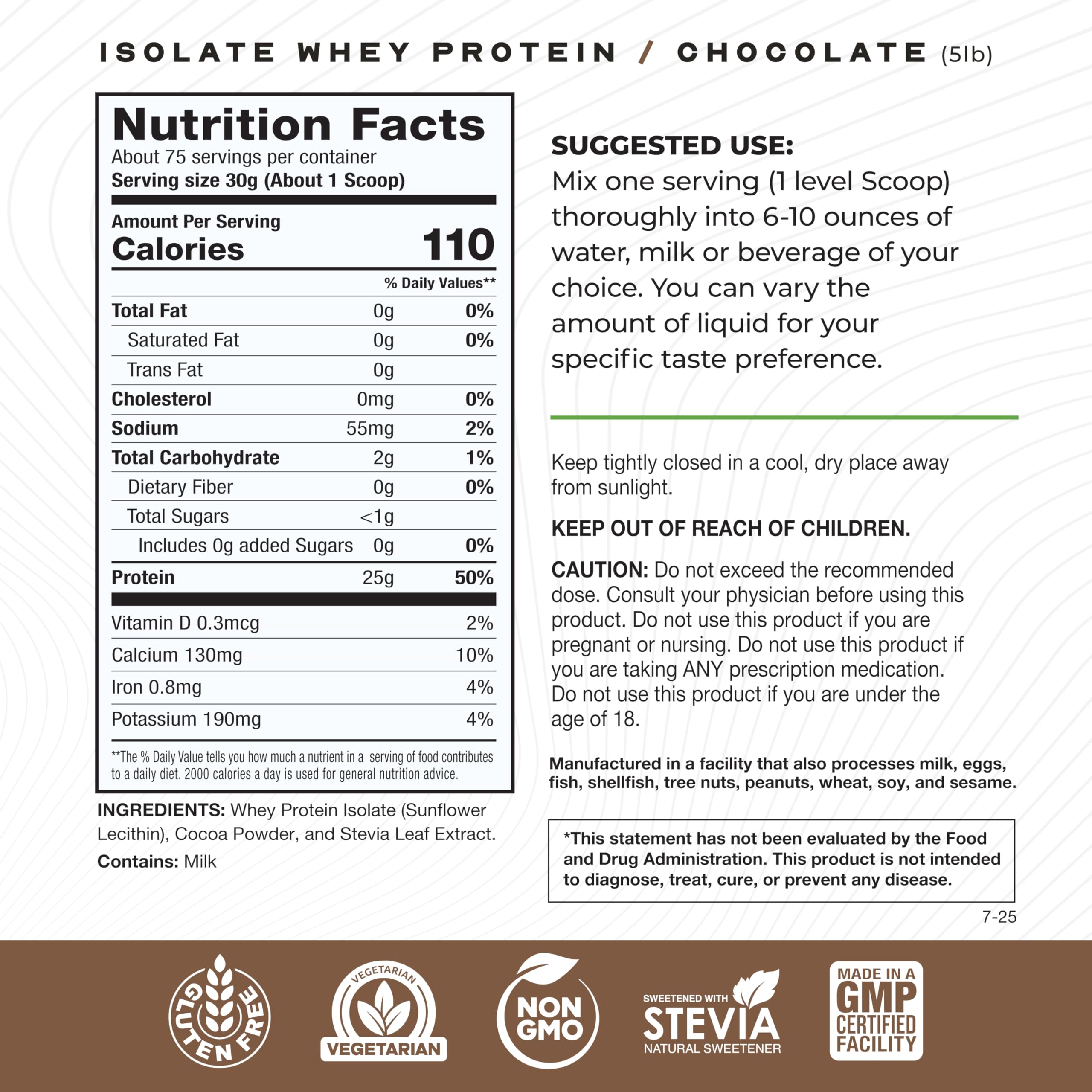 Muscle Feast ingredients label highlights gluten-free and keto-friendly formula