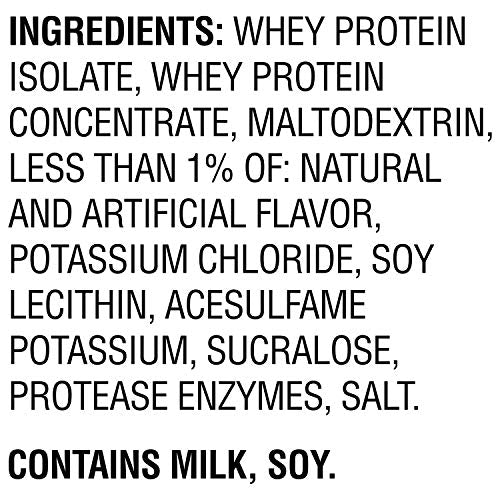 Muscle Milk 100% Whey Vanilla ingredient blend supports amino acid intake.