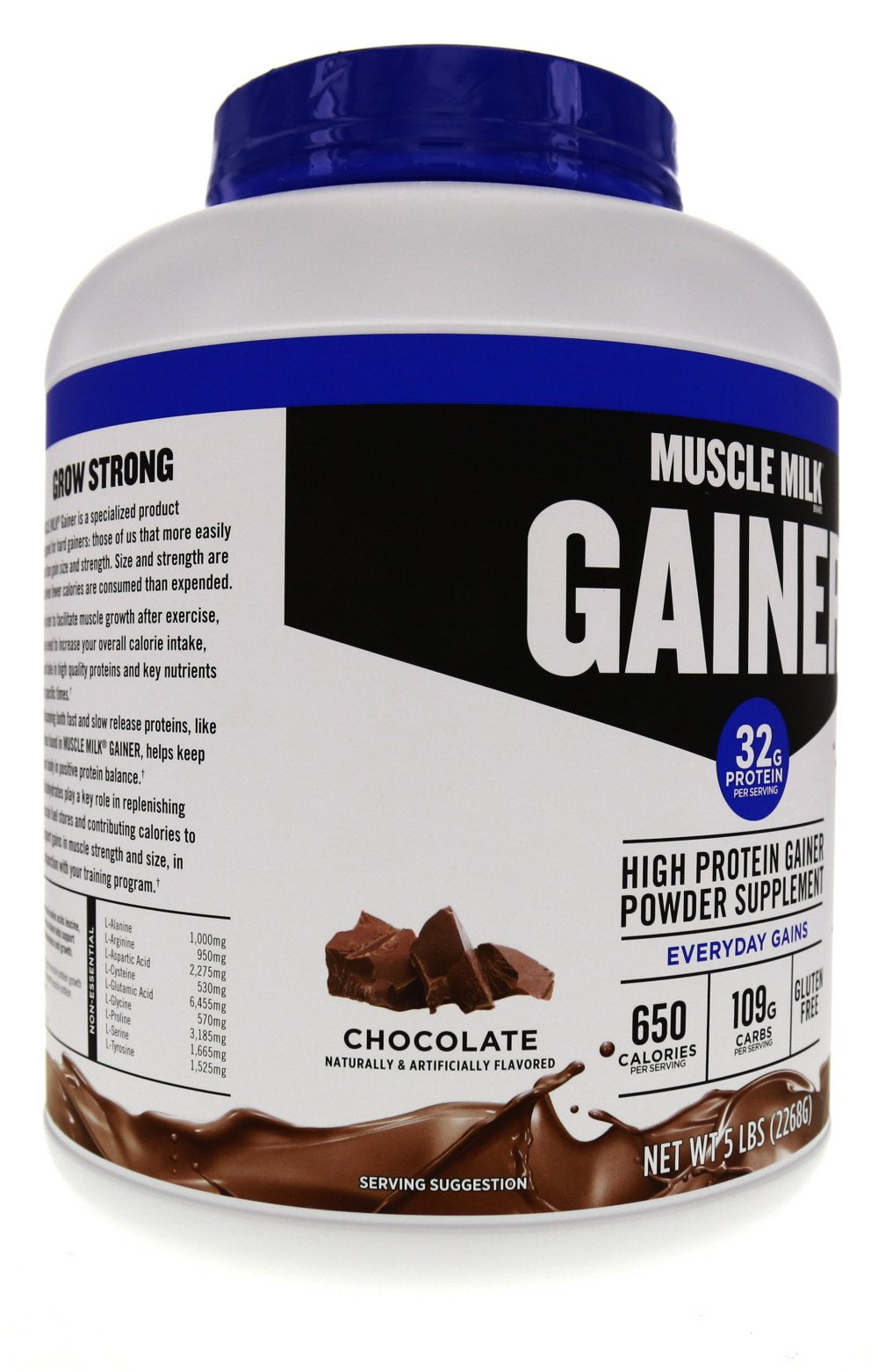 Muscle Milk Gainer powder close-up showing texture and mixability.