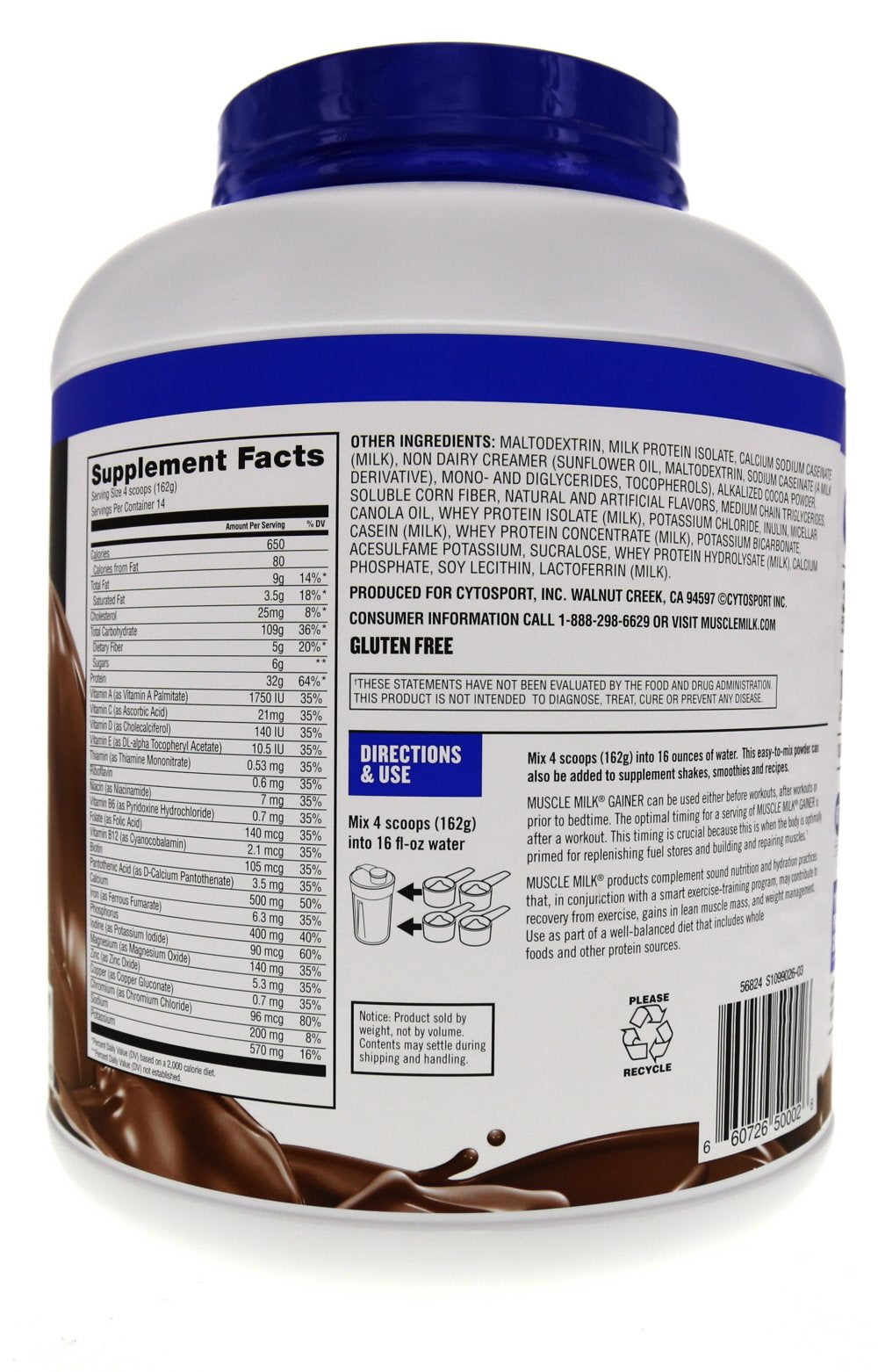 Muscle Milk Gainer shake in a glass for post-workout recovery.