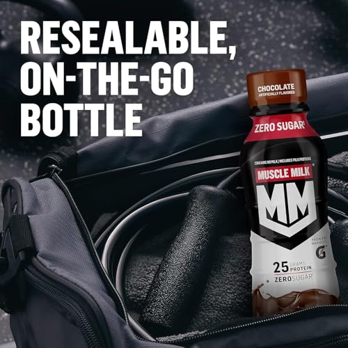 Muscle Milk shake poured into glass with creamy Cookies N Creme flavor.