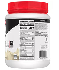 Muscle Milk Lean Muscle Vanilla Creme serving scoop emphasizes convenient protein.
