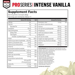 Muscle Milk Pro Series Intense Vanilla label showing 50g protein per serving