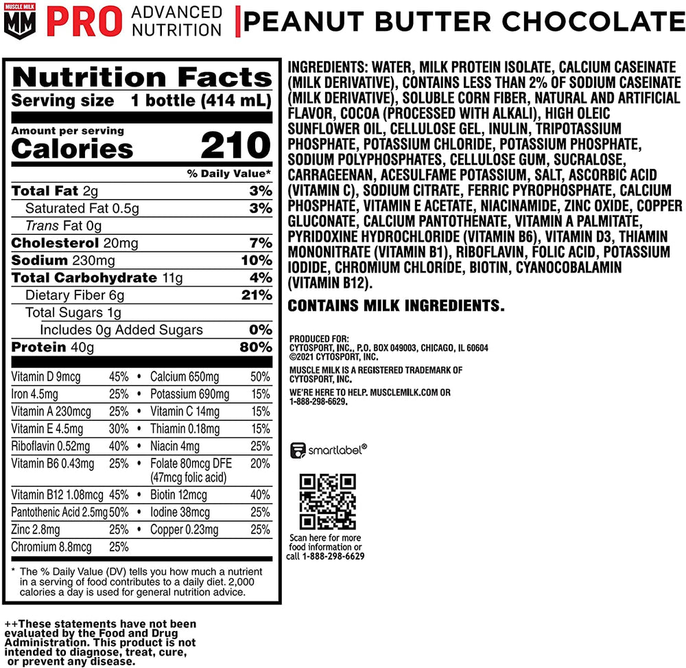Muscle Milk Pro Series bottle with 40g protein message shown for muscle support.