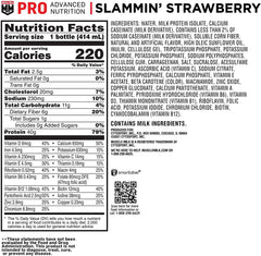 Pouring Muscle Milk Pro Slammin' Strawberry into a glass for a ready-to-drink protein boost.