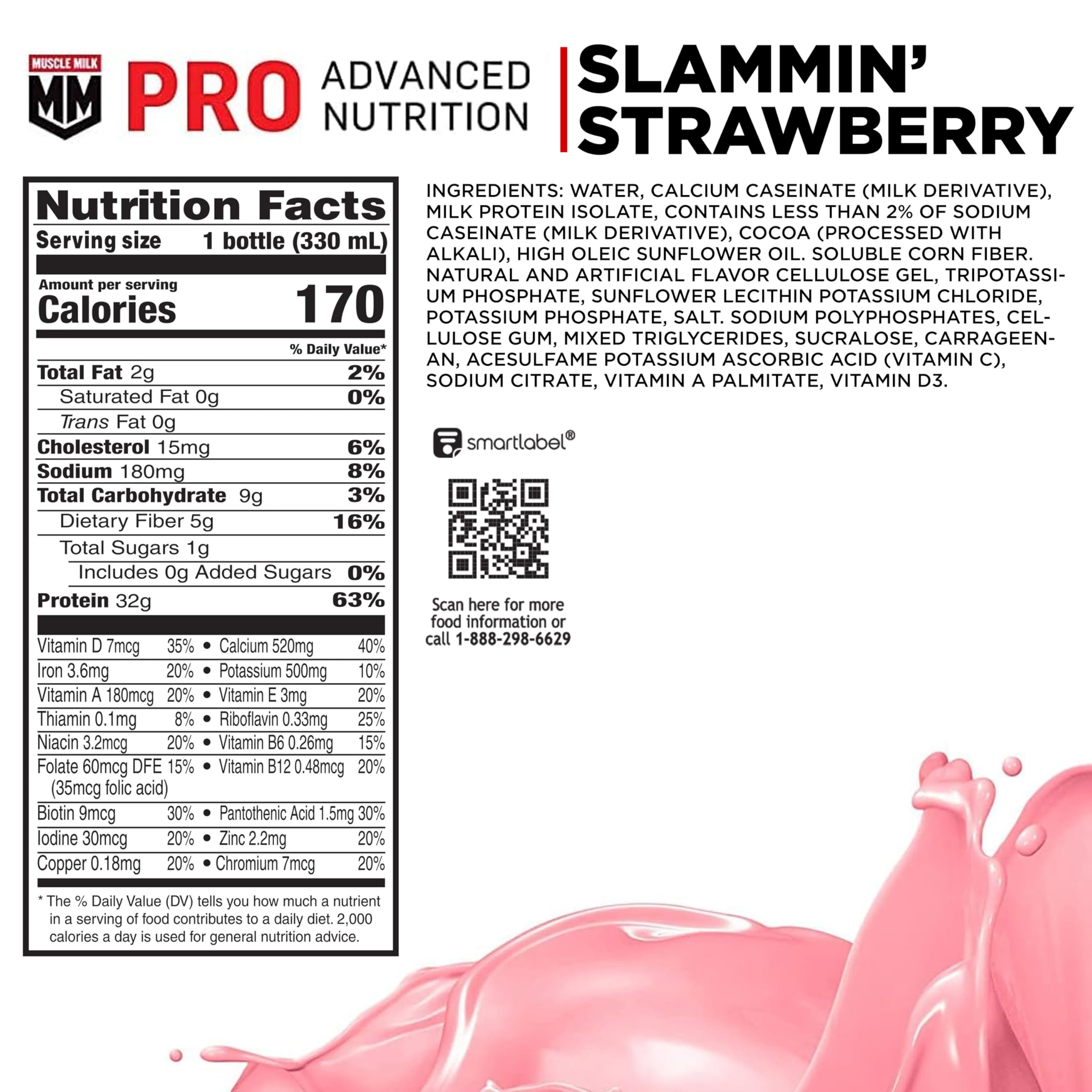 Muscle Milk Pro Slammin' Strawberry being poured for a protein boost