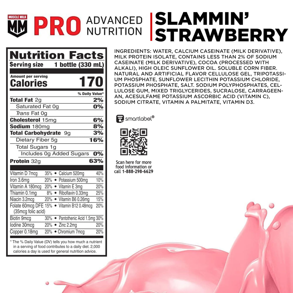 Muscle Milk Pro Slammin' Strawberry being poured for a protein boost