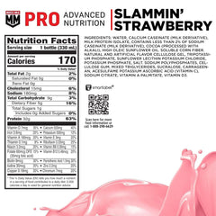 Muscle Milk Pro Slammin' Strawberry being poured for a protein boost