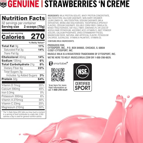 Muscle Milk Strawberries N Creme pour demonstrates easy mix for on-the-go shakes