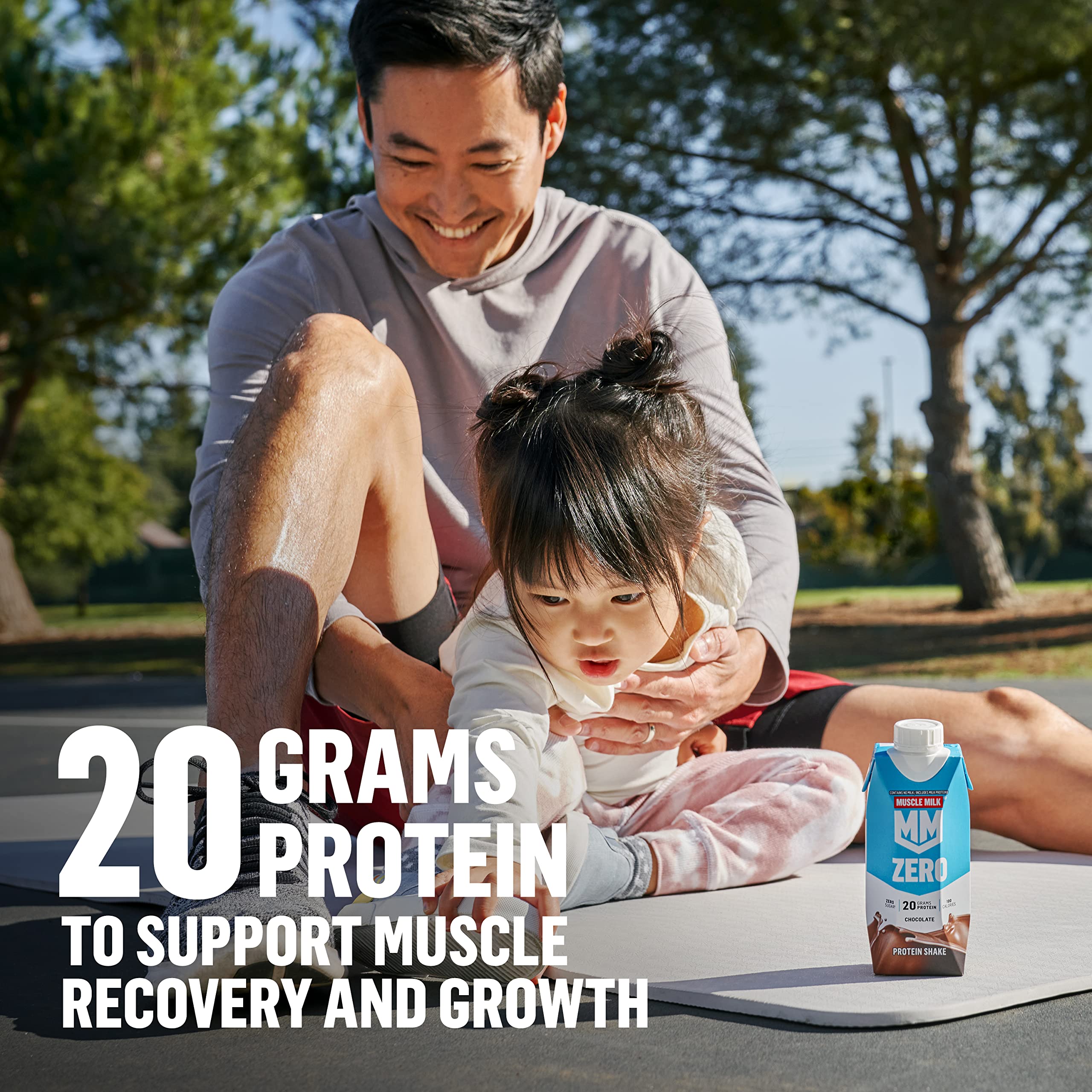 Nutrition panel highlights zero sugar and 100 calories per serving.
