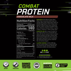 MusclePharm Combat Protein Powder chocolate shake glass ready for training.