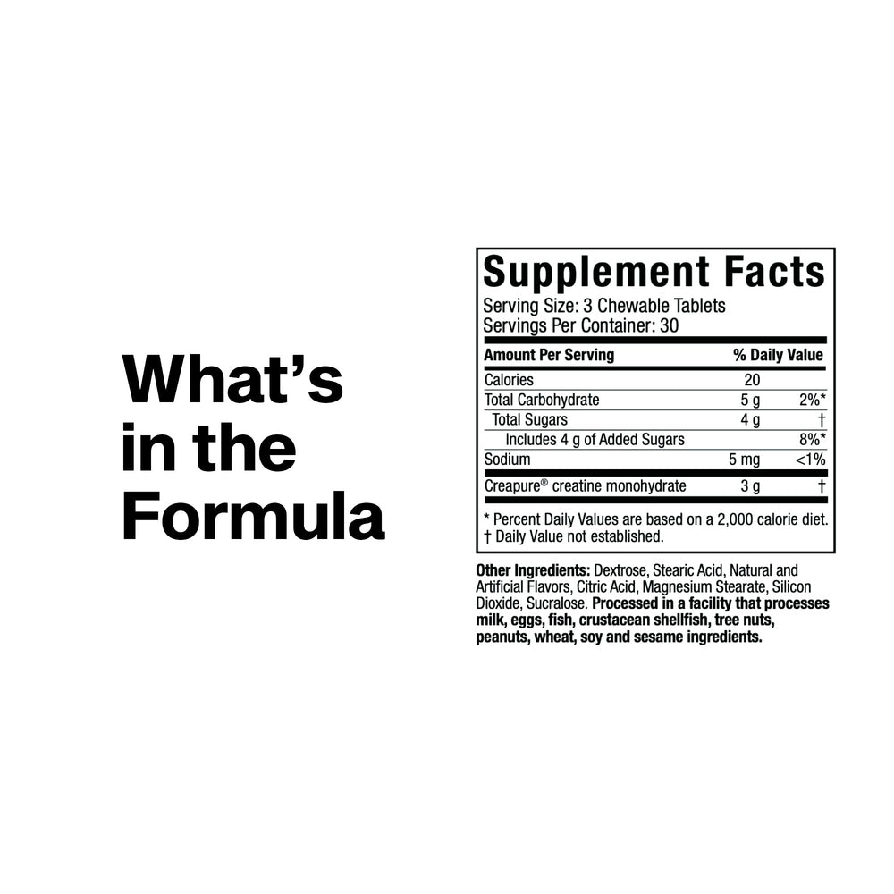 MuscleTech Creatine Chews packaging variant emphasizes value and serving count.