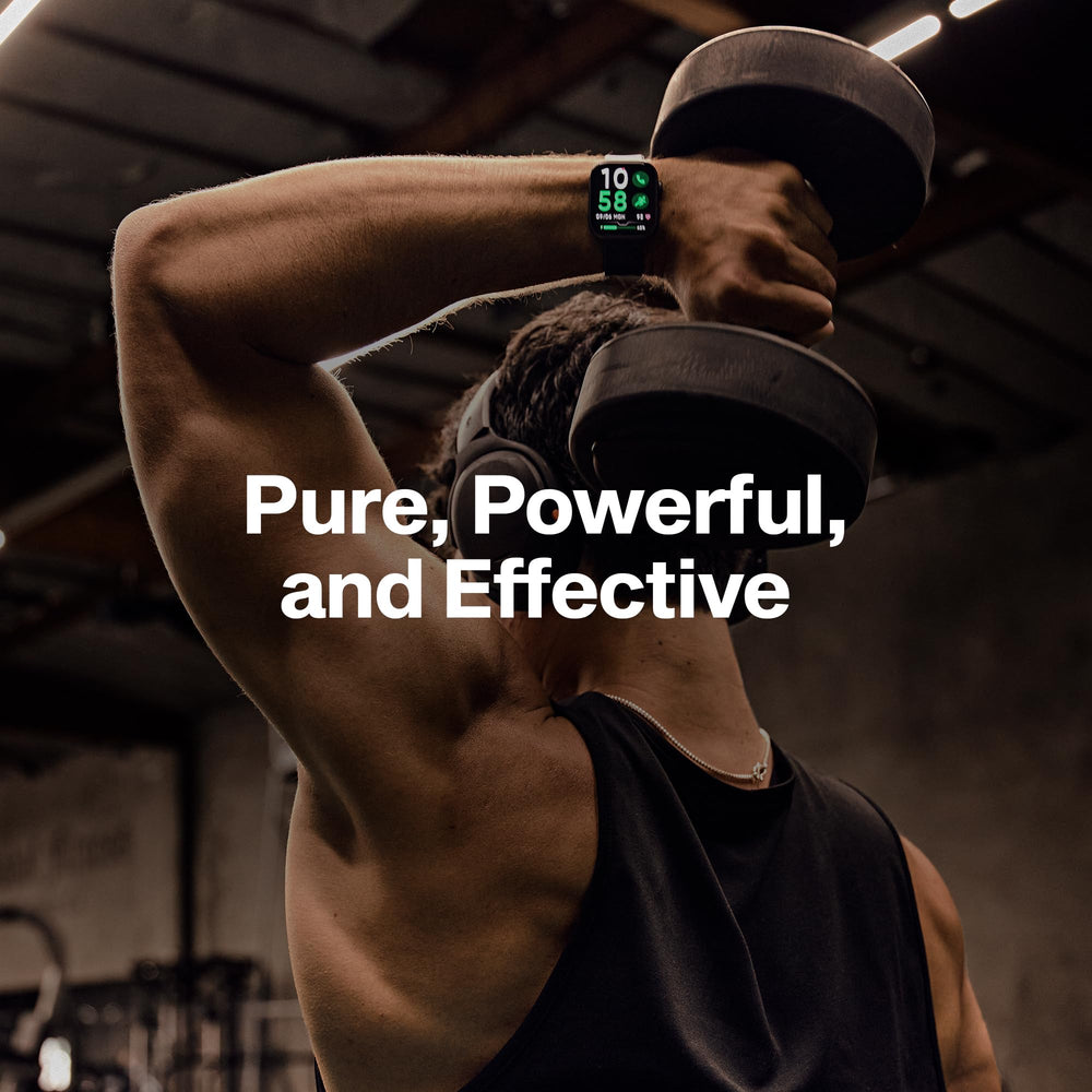 Unflavored MuscleTech Glutamine label on a tub emphasizing ultra-pure ingredients