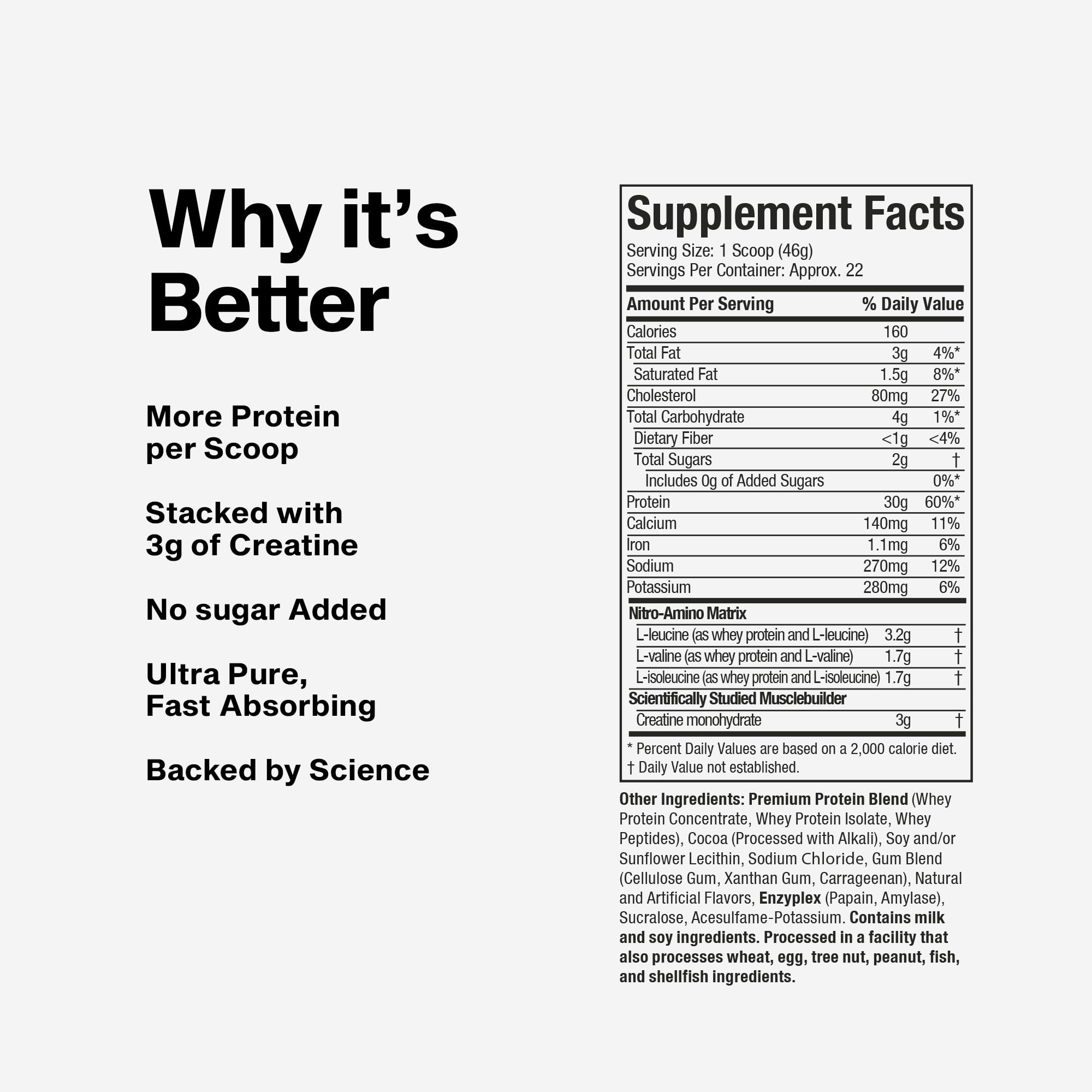 Flavor-first Nitro-Tech Vanilla Cream taste enhances shake enjoyment