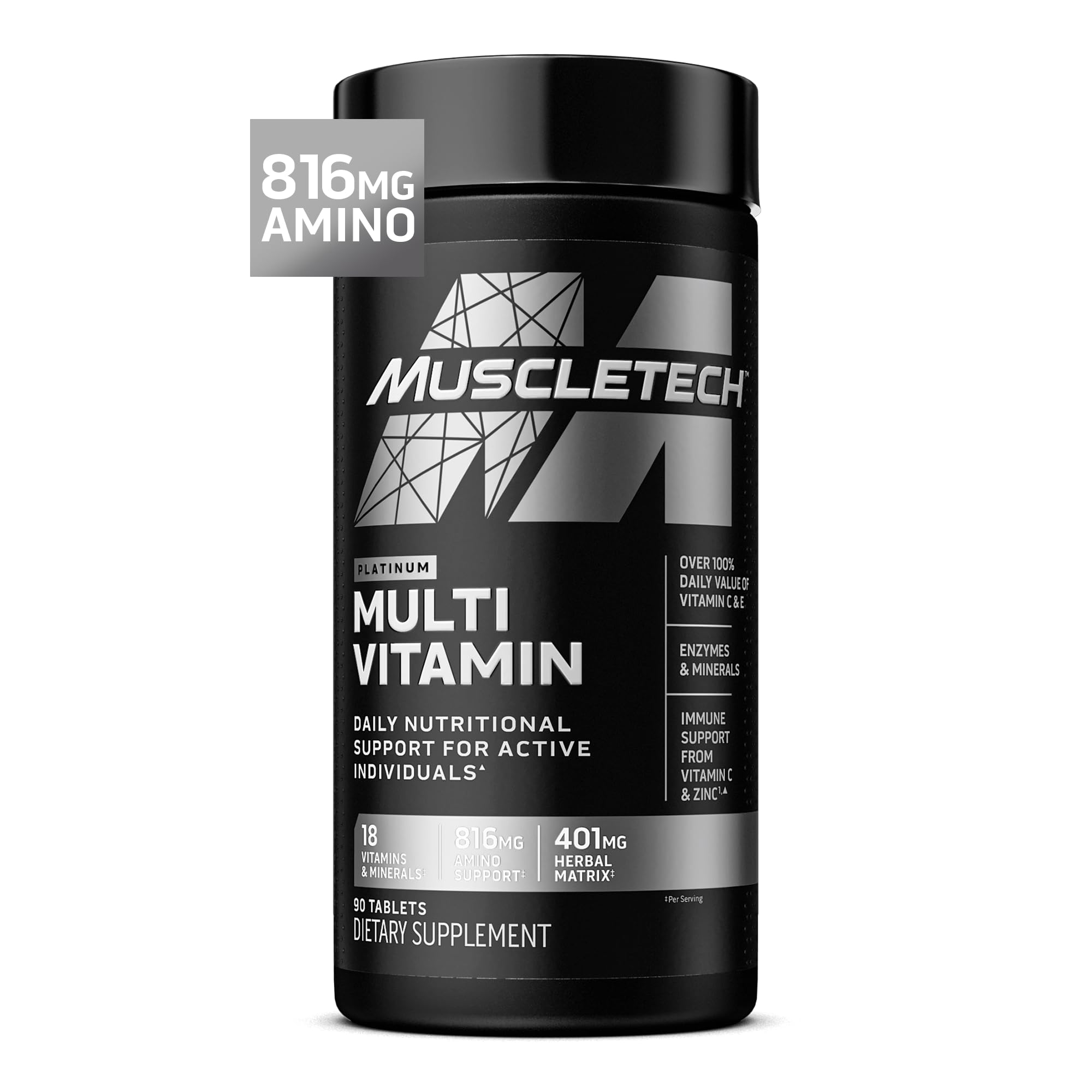 MuscleTech Platinum Multivitamin bottle front for daily wellness routine