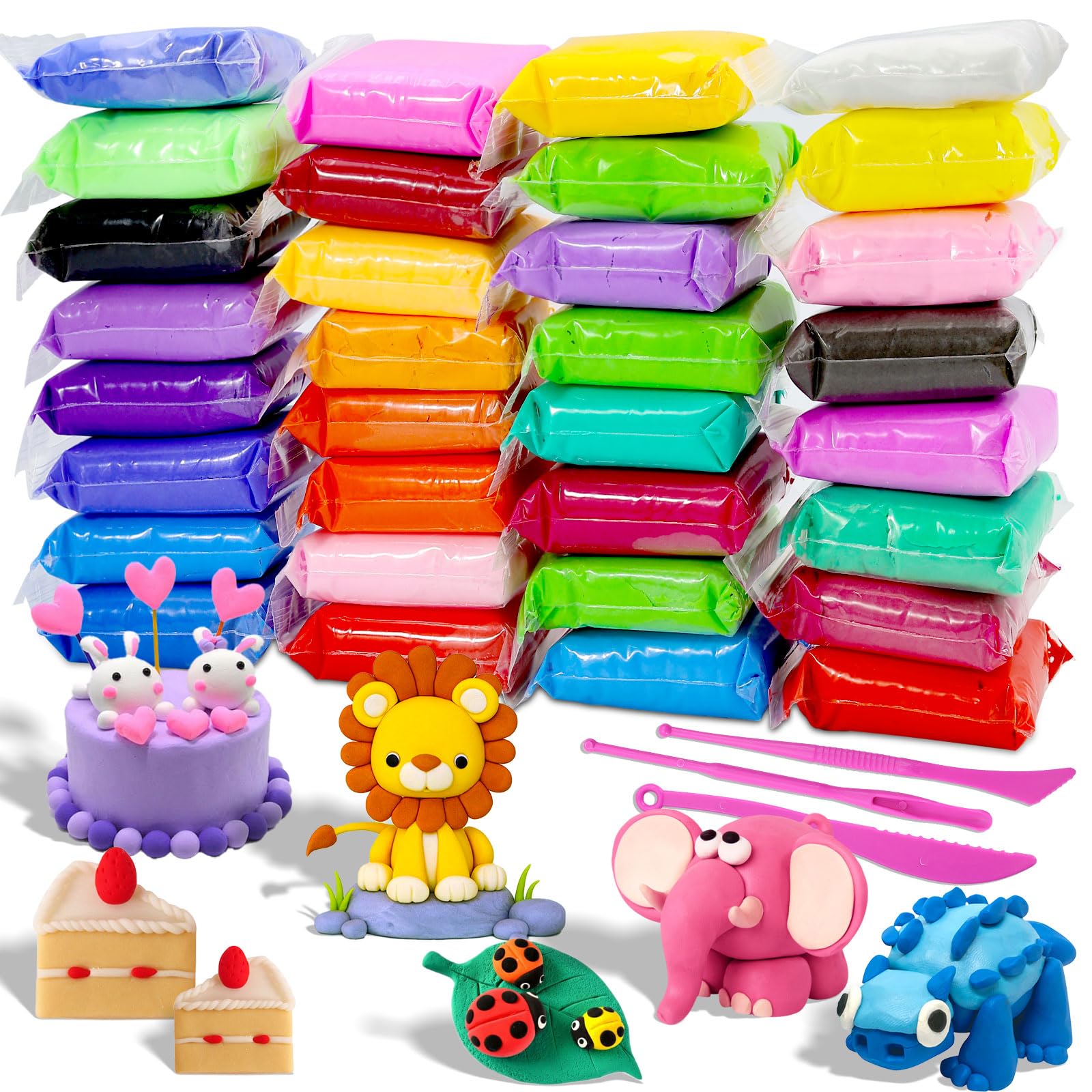 MuseLuxe Air Dry Clay 32-color palette enables vibrant, mix-and-match creations.