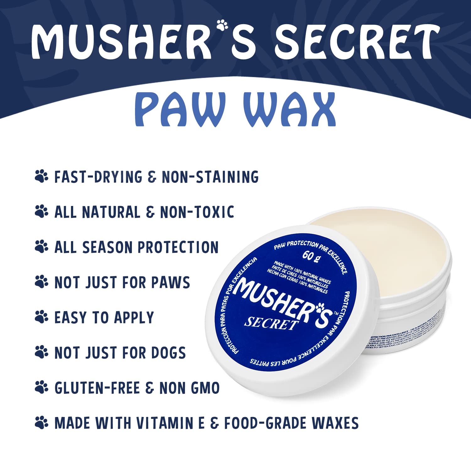 All-natural ingredients in Musher's Secret paw wax promote daily paw comfort.