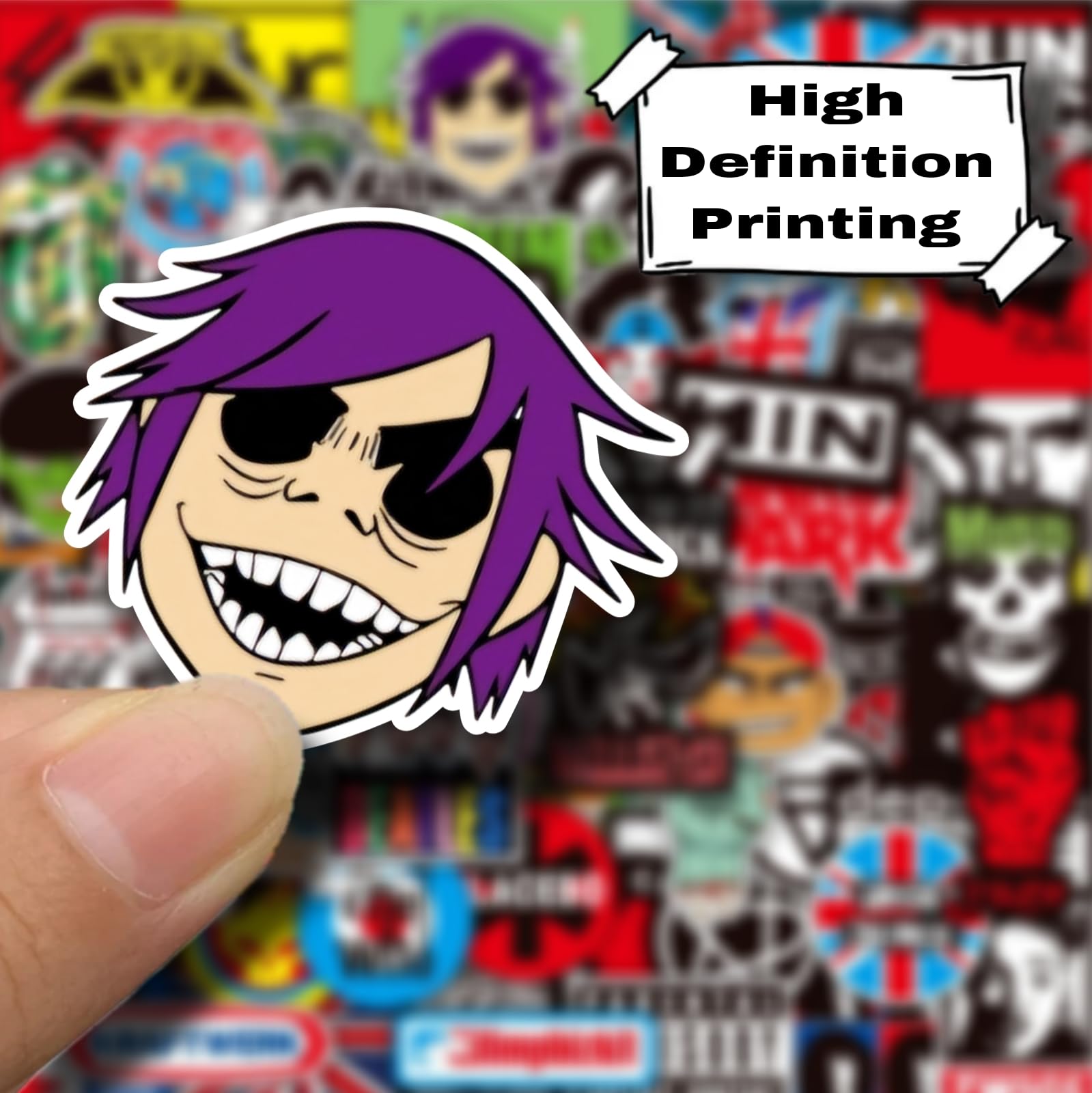 Mushi vibrant sticker set on a skateboard for bold expression.