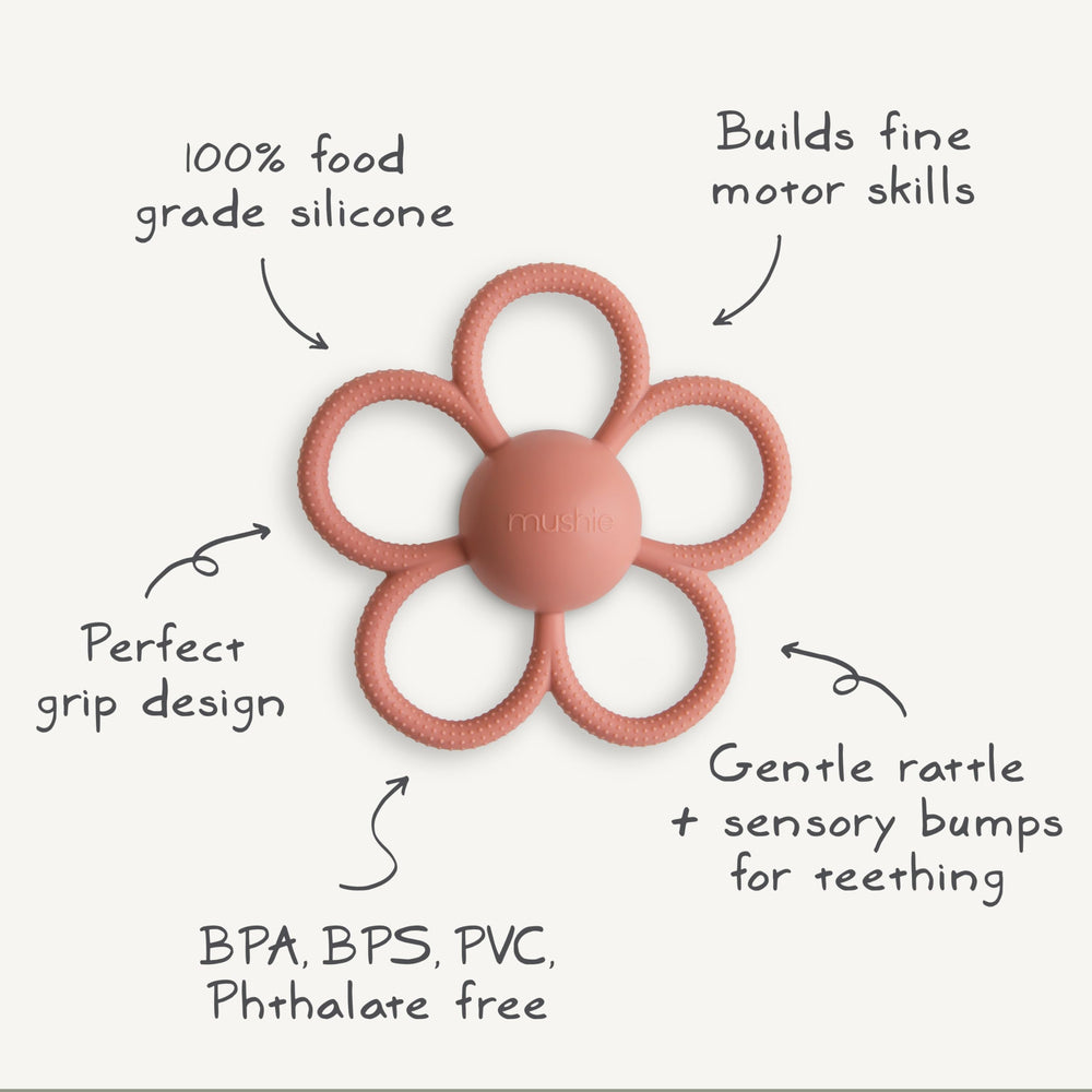 Compact, travel-friendly teether fits into a diaper bag for on-the-go use.