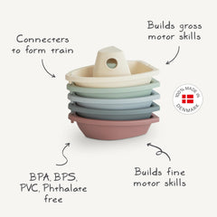 Danish-made Mushie Ocean bath boats BPA-free safety for toddlers