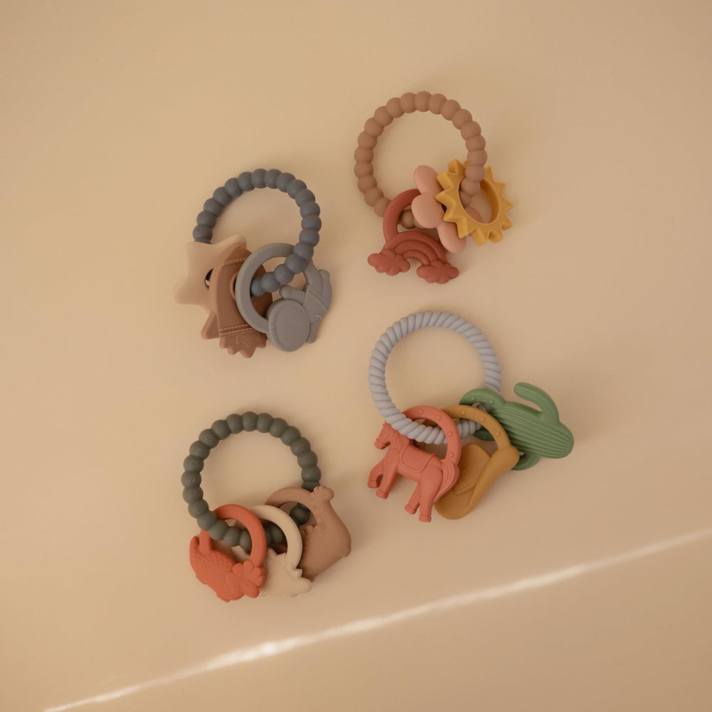 Mushie teething ring dishwasher-safe for easy cleanup after meals