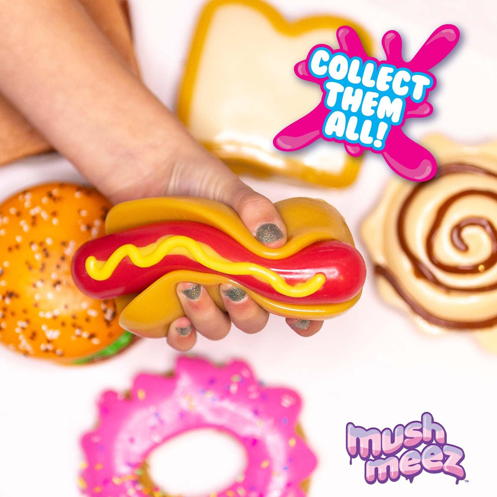 MushMeez Taba Squishy Hotdog being rinsed for easy cleaning and reuse