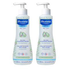 Mustela Baby Cleansing Water bottle for no-rinse cleansing of delicate skin.