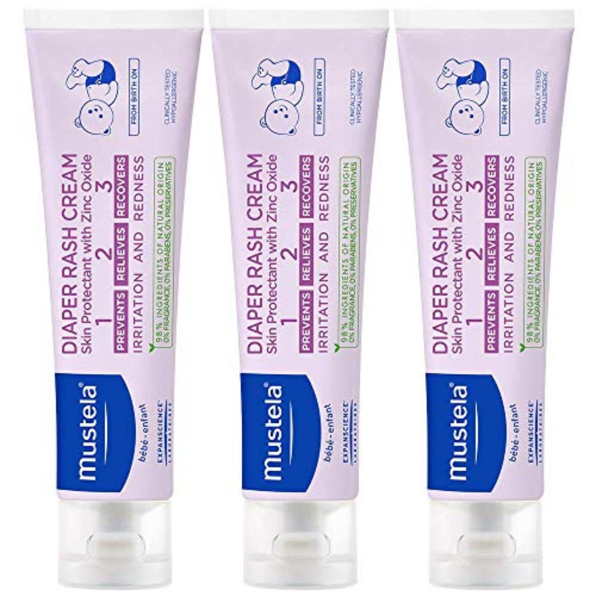 Mustela 123 packaging shows newborn friendly diaper rash cream