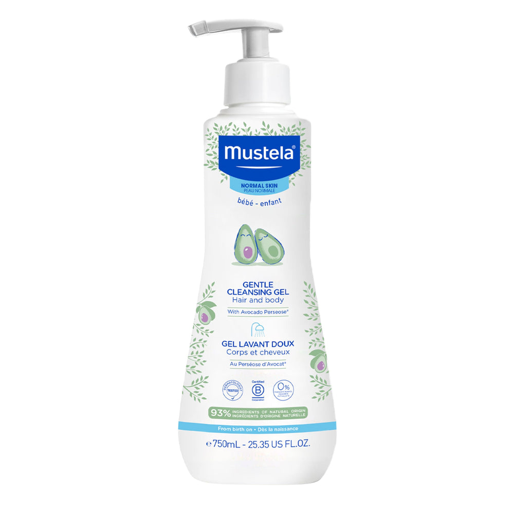 Mustela Baby Gentle Cleansing Gel bottle for gentle newborn cleansing.