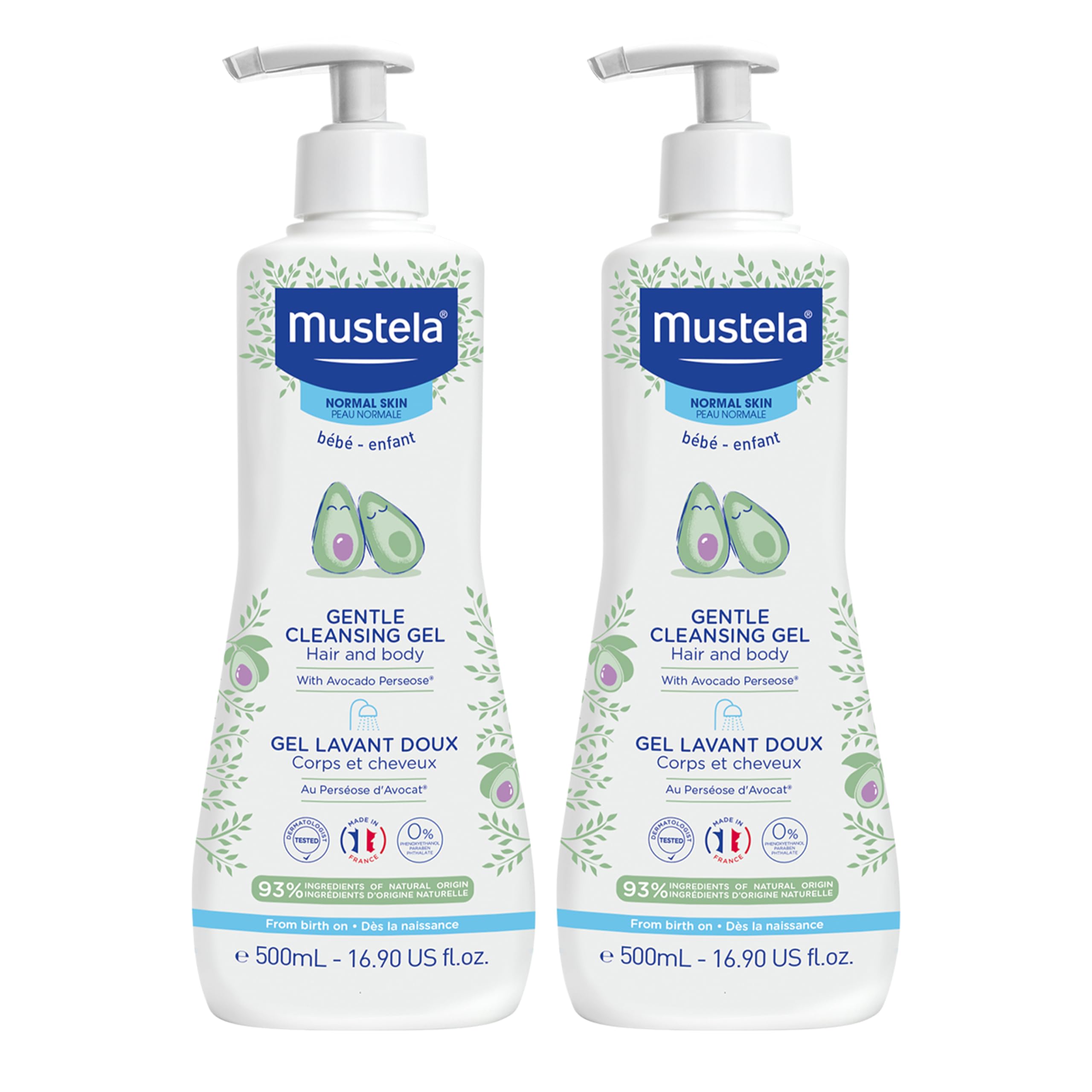 Mustela Baby Gentle Cleansing Gel pump bottle for tear-free bath.