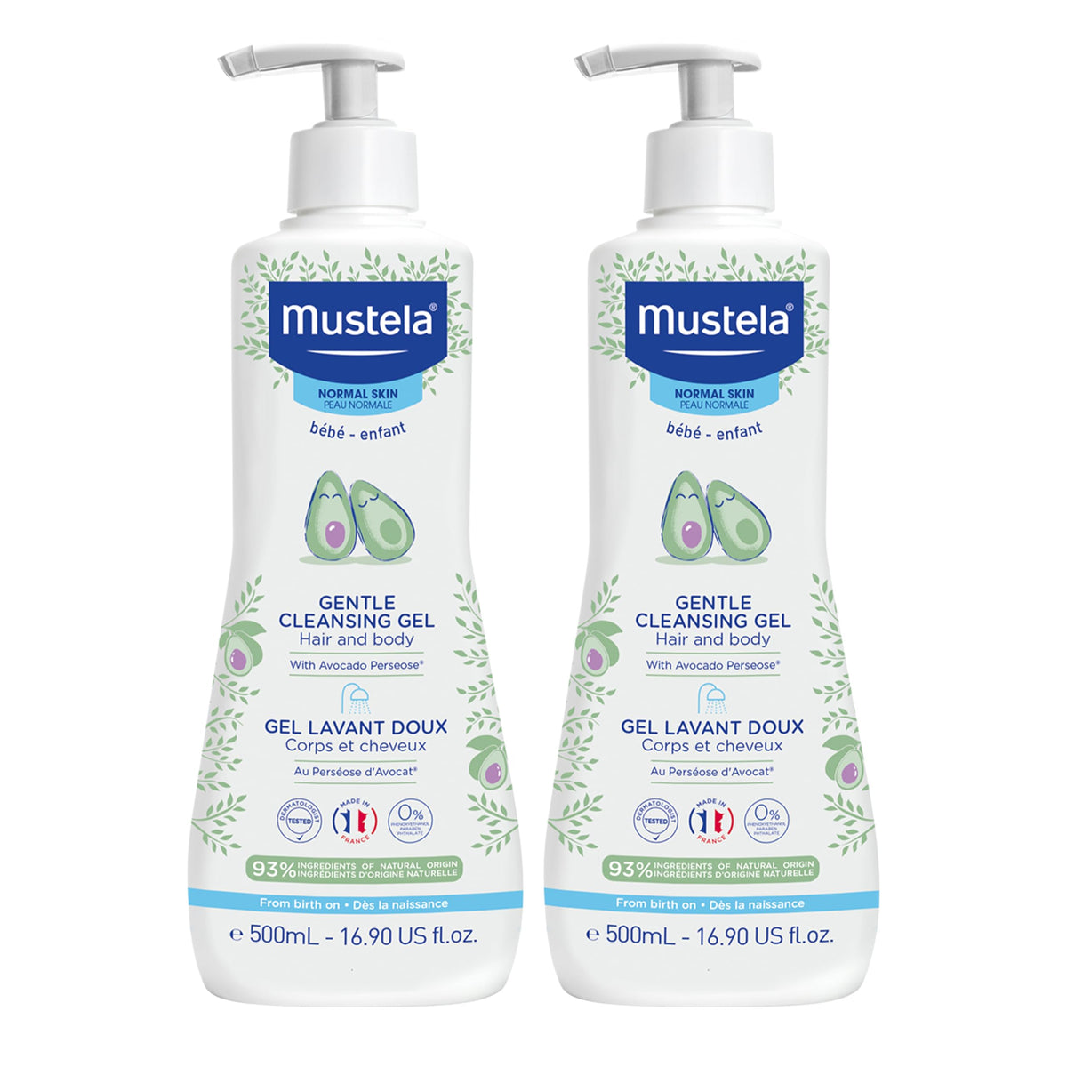 Mustela Baby Gentle Cleansing Gel pump bottle for tear-free bath.