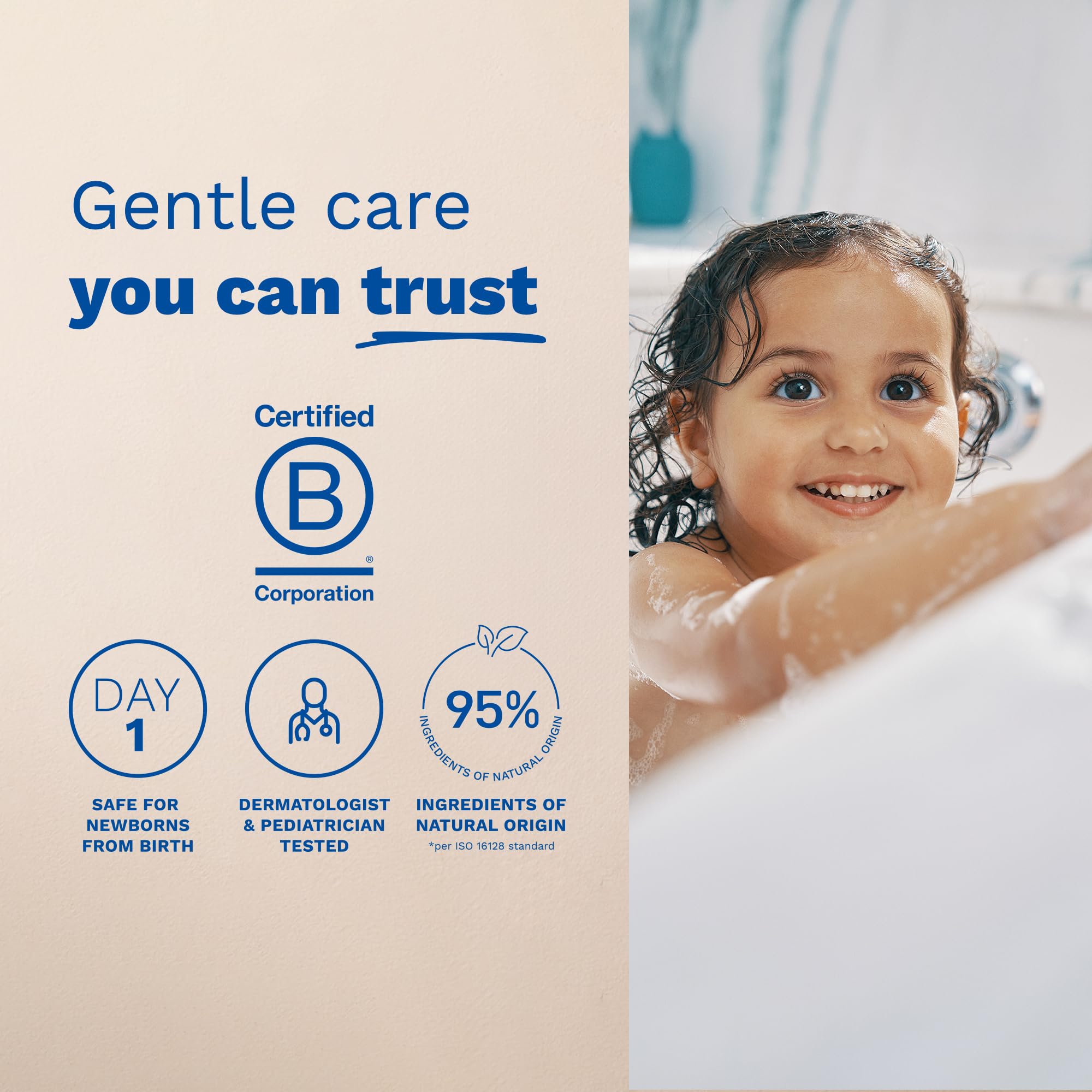 Mustela Baby bath time scene depicts gentle cleansing routine.
