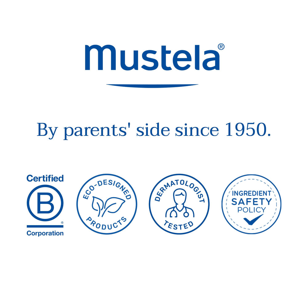 Mustela Cosmos Organic certification seal indicating eco-friendly skincare.