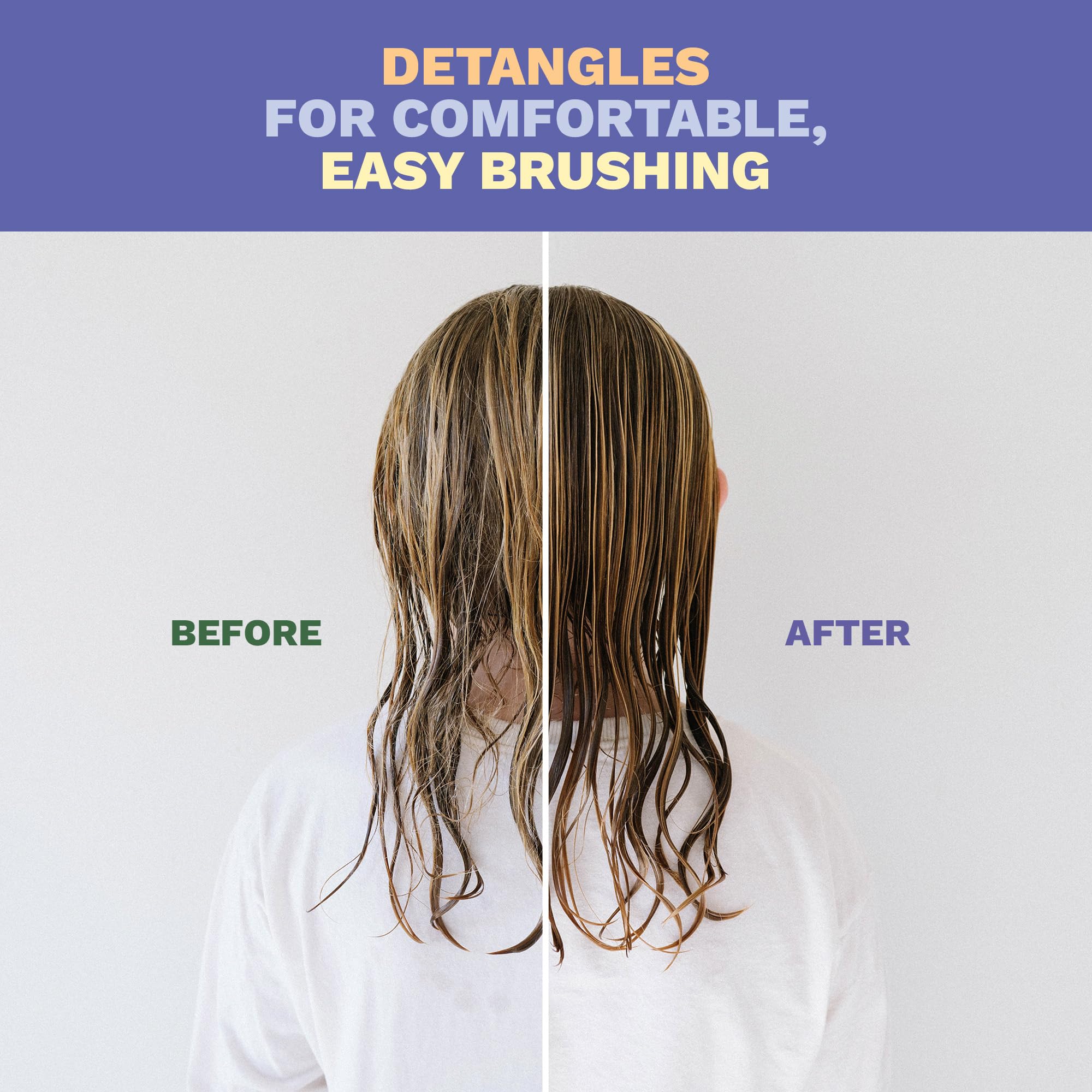 Mustela detangling conditioner soft, knot-free kid hair after wash.