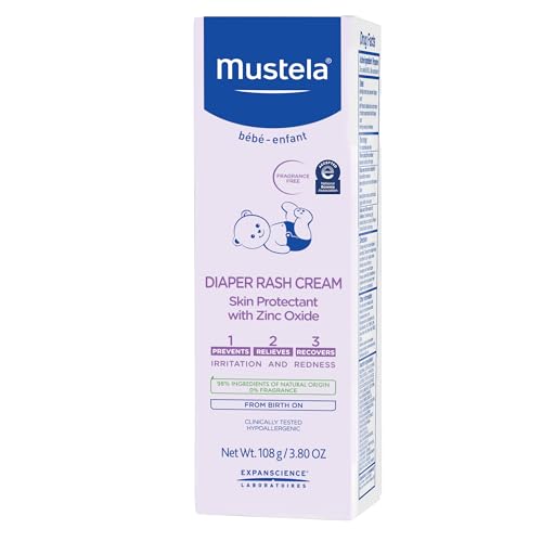 Applying Mustela diaper cream to baby skin offers soothing relief during diaper changes.