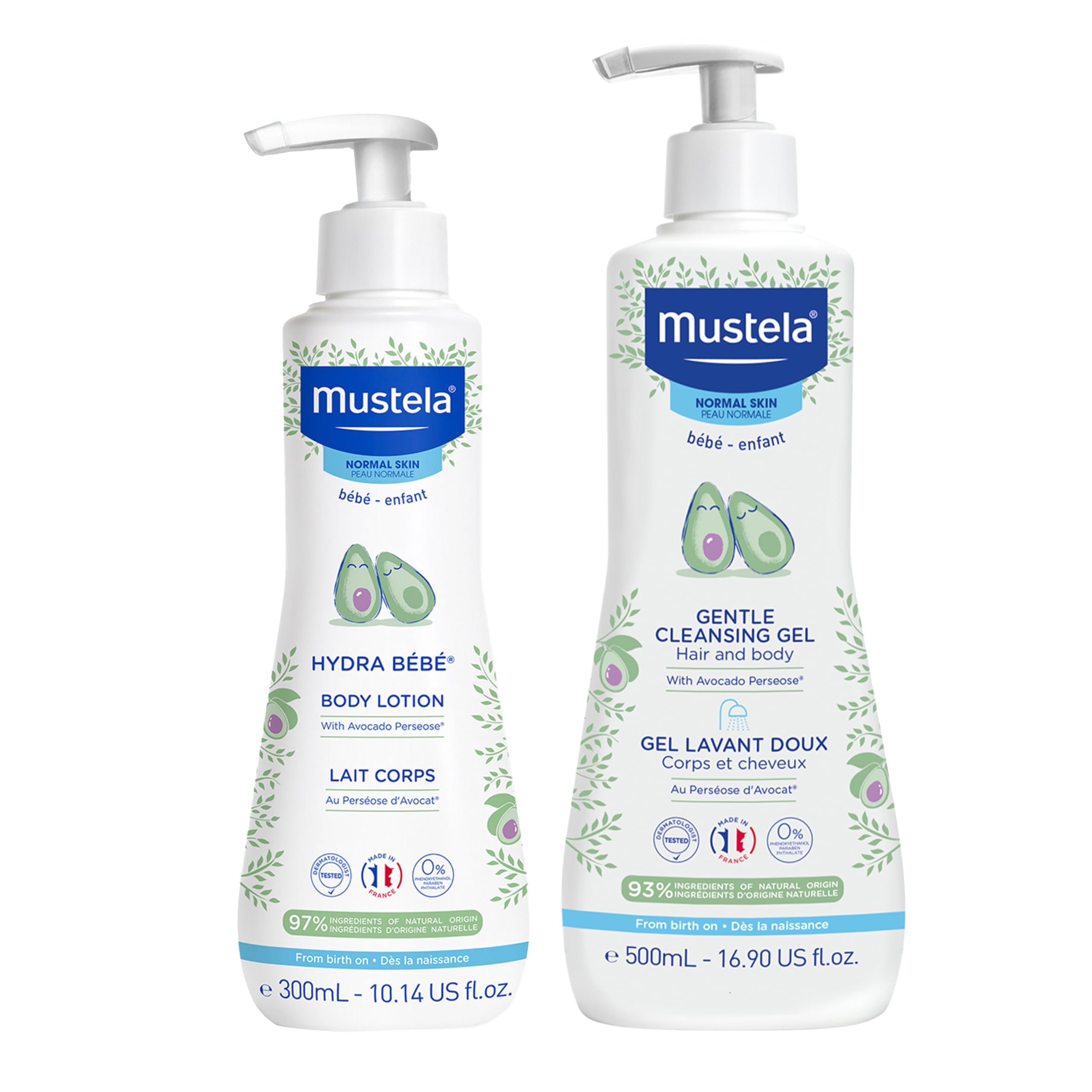 Mustela Gentle Cleansing Gel bottle cleansing baby's skin and hair.